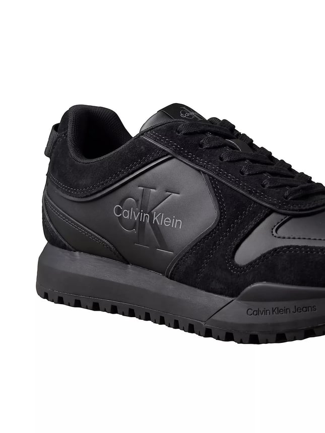 Calvin Klein Erkek Hakiki Deri Süet Detaylı Logolu Siyah Sneaker YM0YM01461-0GJ