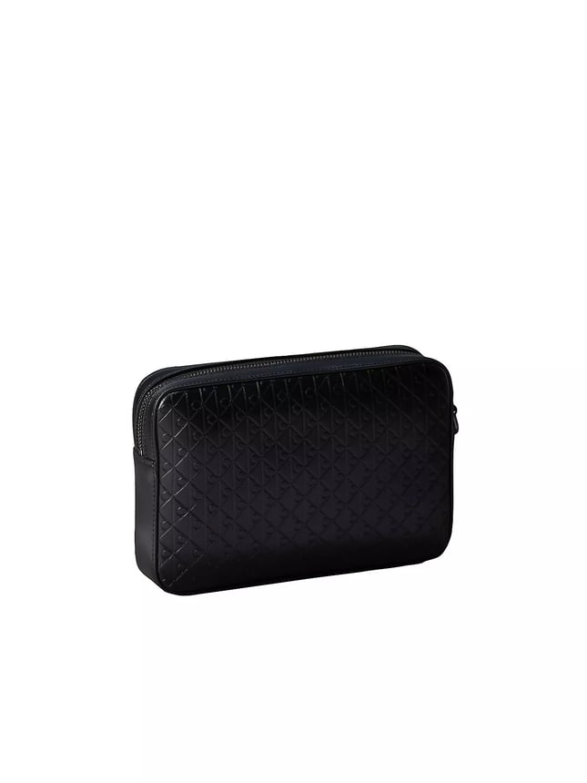 Calvin Klein Erkek Hakiki Deri Amblem Logo Desenli Bileklik Askılı Fermuarlı Siyah Çanta LV04D1369G-UB1