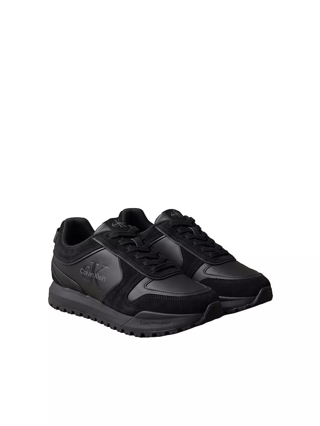 Calvin Klein Erkek Hakiki Deri Süet Detaylı Logolu Siyah Sneaker YM0YM01461-0GJ
