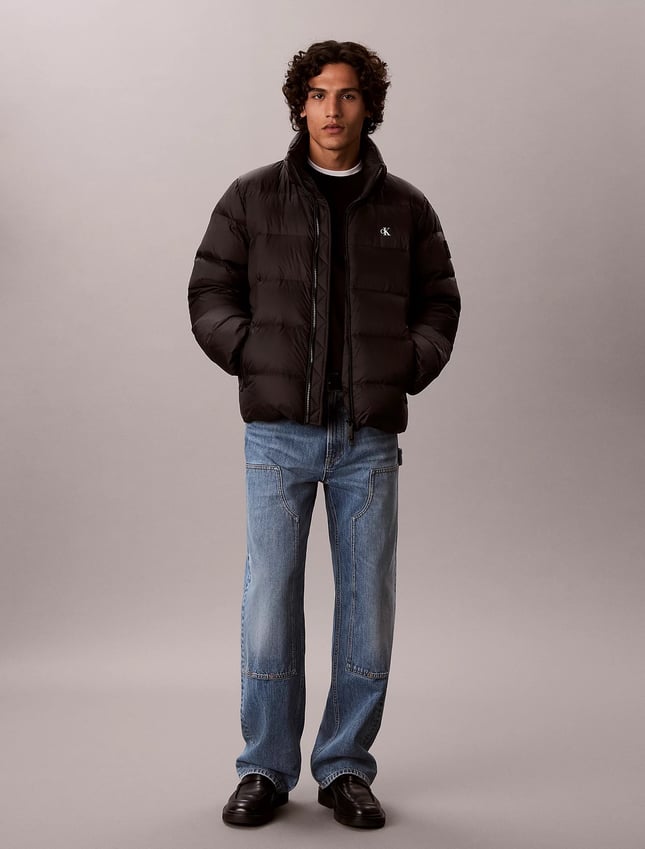 Calvin Klein Erkek Normal Kesim Kuş Tüyü Dolgulu Kapitone Tasarımlı Çıkarılabilir Kapüşonlu Siyah Mont LV04RG515G-UB1