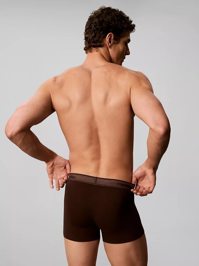 Calvin Klein Erkek Pamuklu Slim Fit Beli Elastik Bantlı 3lü Siyah-Kahverengi-Krem Boxer LV00NB4575-NGM