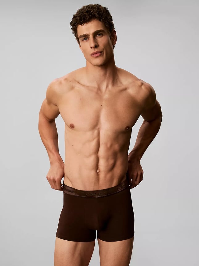 Calvin Klein Erkek Pamuklu Slim Fit Beli Elastik Bantlı 3lü Siyah-Kahverengi-Krem Boxer LV00NB4575-NGM