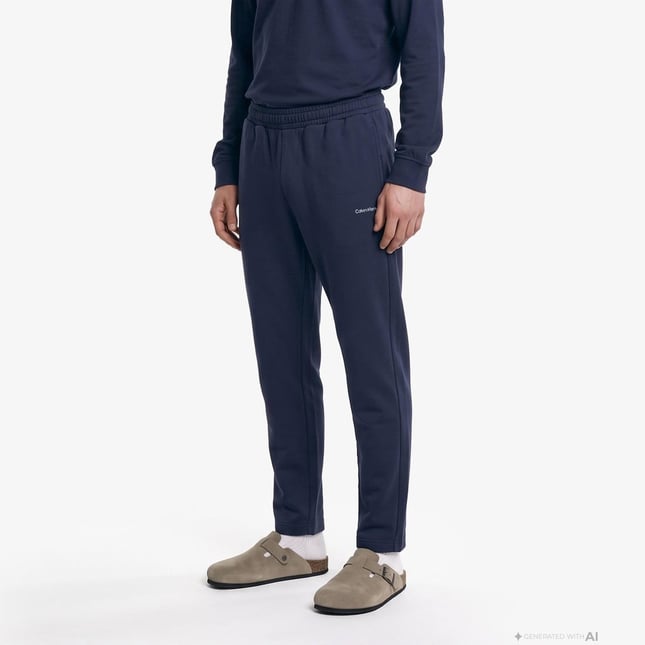 Calvin Klein Erkek Premium Havlu Kumaş Mikro Logo Detaylı Jogger Lacivert Eşofman Altı LV04LH217G-CEF