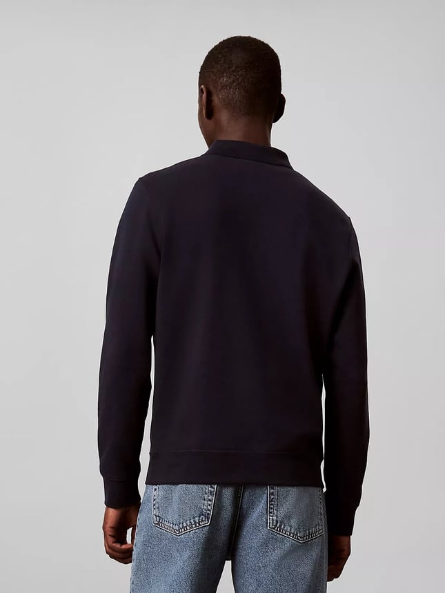 Calvin Klein Erkek Rahat Kalıp Pamuklu Havlu Kumaş Monogram Nakışlı Uzun Kollu Lacivert Sweatshirt LV04RH235G-CEF