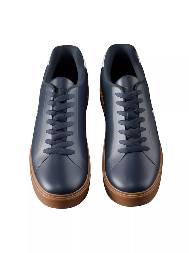 Calvin Klein Erkek Rahat Taban Bağcıklı Deri Düz Taban Lacivert Sneaker YM0YM01435-0ZV