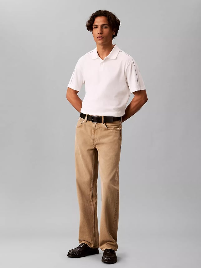Calvin Klein Erkek Regular Fit %100 Pamuklu Düğmeli Polo Yaka Logo Bantlı Kısa Kollu Beyaz Polo Yaka T-Shirt LV04RH202G-YAF