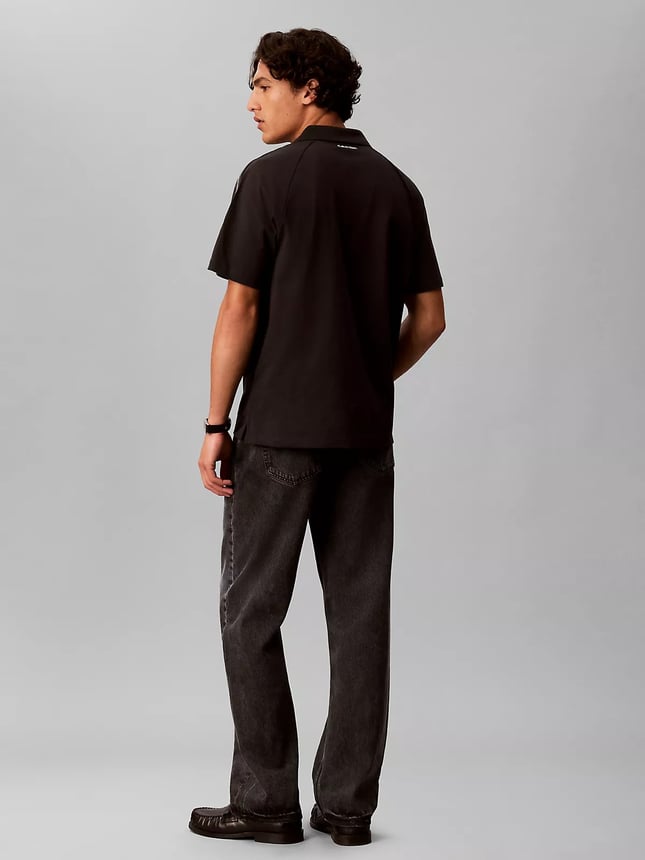 Calvin Klein Erkek Regular Fit %100 Pamuklu Düğmeli Polo Yaka Logo Bantlı Kısa Kollu Siyah Polo Yaka T-Shirt LV04RH202G-UB1