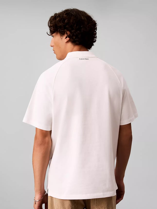 Calvin Klein Erkek Regular Fit %100 Pamuklu Düğmeli Polo Yaka Logo Bantlı Kısa Kollu Beyaz Polo Yaka T-Shirt LV04RH202G-YAF