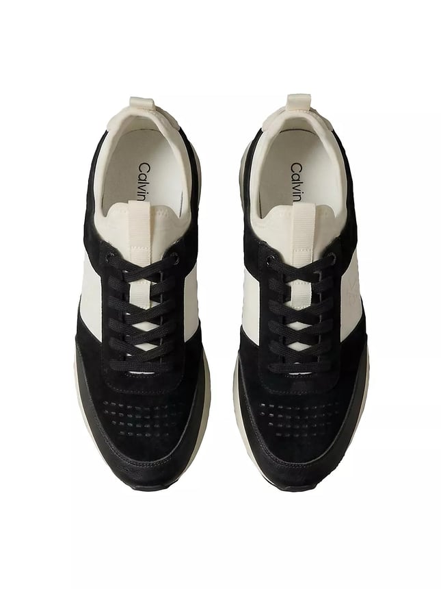 Calvin Klein Erkek Süet Yüzey Airfit Tabanlı Esnek Bilekli Monogram Logolu Siyah Sneaker HM0HM02305-0GN