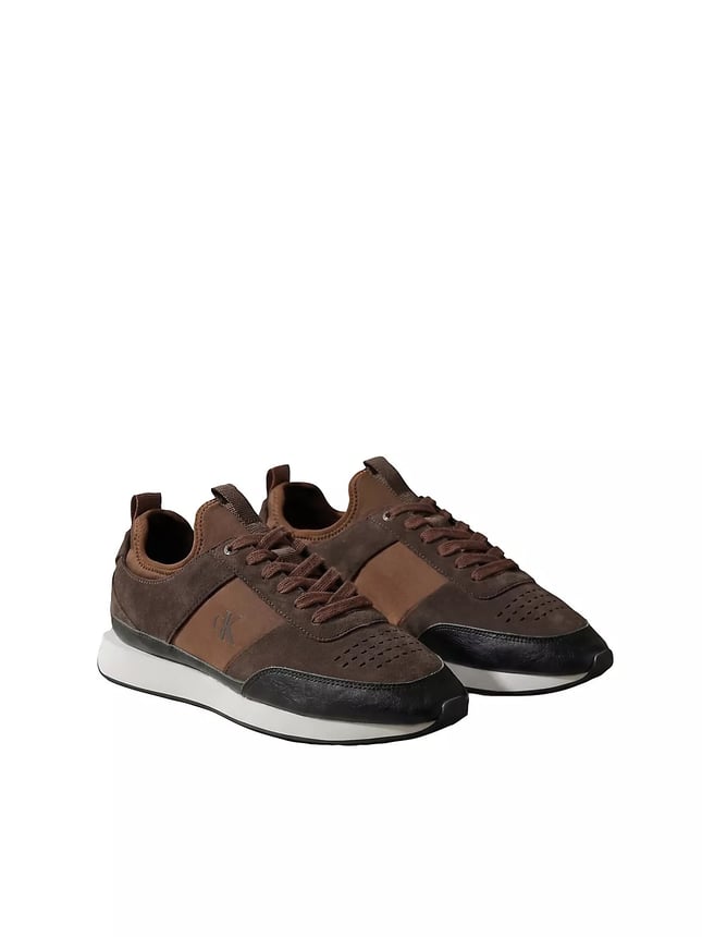 Calvin Klein Erkek Süet Yüzey Airfit Tabanlı Esnek Bilekli Monogram Logolu Kahverengi Sneaker HM0HM02305-0H2