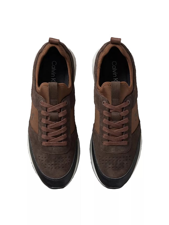 Calvin Klein Erkek Süet Yüzey Airfit Tabanlı Esnek Bilekli Monogram Logolu Kahverengi Sneaker HM0HM02305-0H2