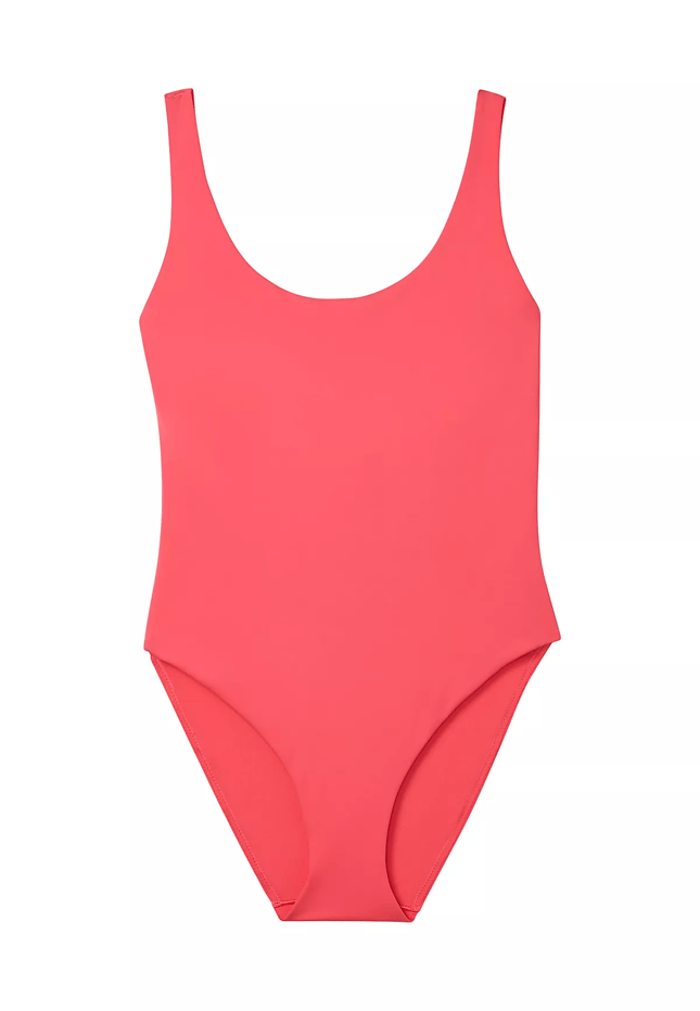 Calvin Klein Kadın Askılı CK Yazı Desenler Slip Sırt Dekolte Esnek Kumaş Pembe Mayo LV00Q61205-XKP