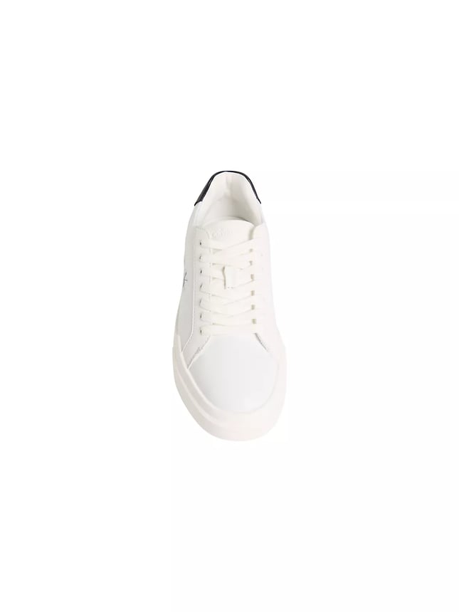 Calvin Klein Kadın Bağcıklı Rahat Taban Logo Detaylı Deri Günlük Beyaz-Siyah Sneaker YW0YW01947-06X