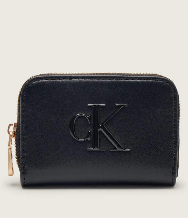 Calvin Klein Calvin Klein Kadın CK Desenli Fermuar Kapamalı Kart Bölmeli Siyah Cüzdan LV04F1154G-UB1