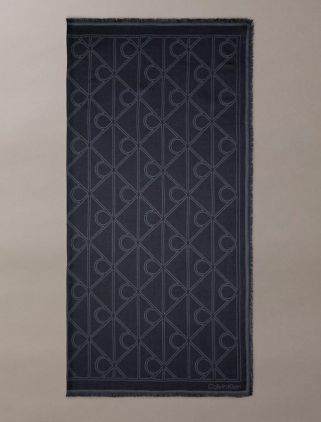 Calvin Klein Calvin Klein Kadın CK Logo Desenli Yumuşak ve Pürüzsüz Kumaşlı Siyah Şal & Eşarp & Fular LV04F8077G-UB1
