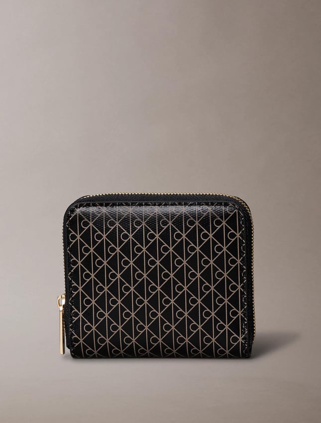 Calvin Klein Calvin Klein Kadın CK Monogram Logolu Fermuar Kapamalı Bozuk Para Cepli Ekstra Kart Bölmeli Siyah Cüzdan LV04F1089G-2XA
