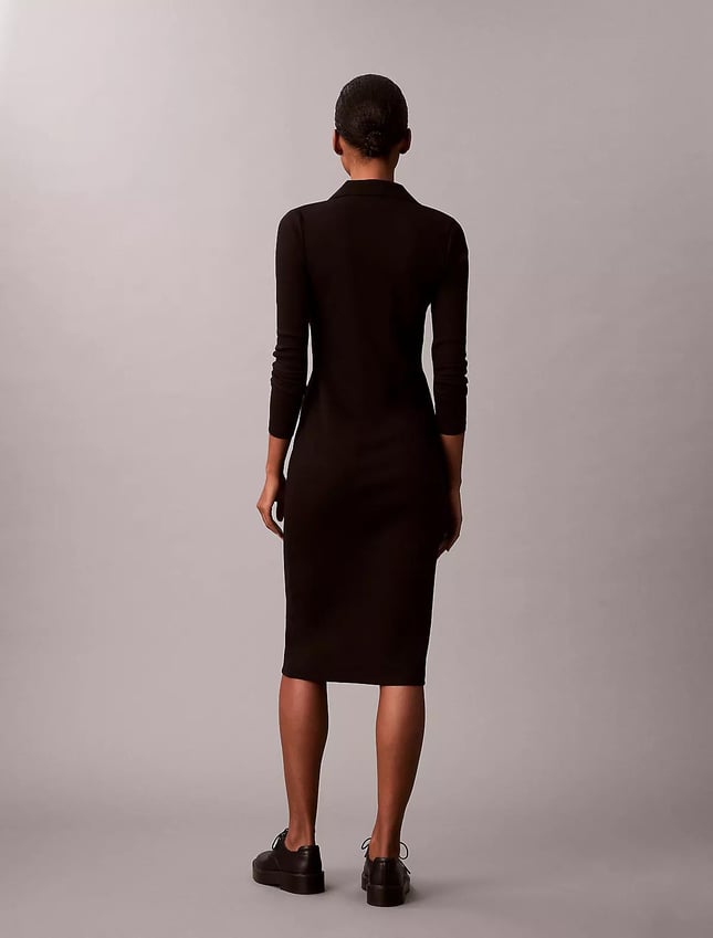 Calvin Klein Kadın Dar Kesim Pamuklu Midi Boy Siyah Elbise LV047E202G-UB1