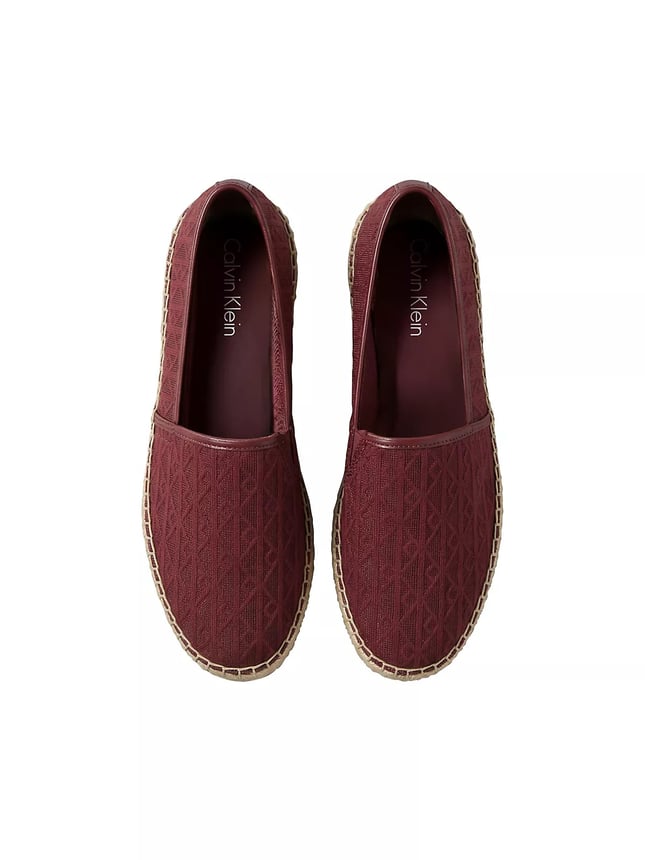 Calvin Klein Kadın Dikiş Detaylı Düşük Bilekli Kanvas Bordo Espadril HW0HW03032-XB8