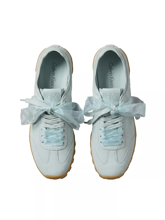 Calvin Klein Kadın Düşük Bilekli Tül Detaylı Süet Mavi Sneaker HW0HW03150-PFD