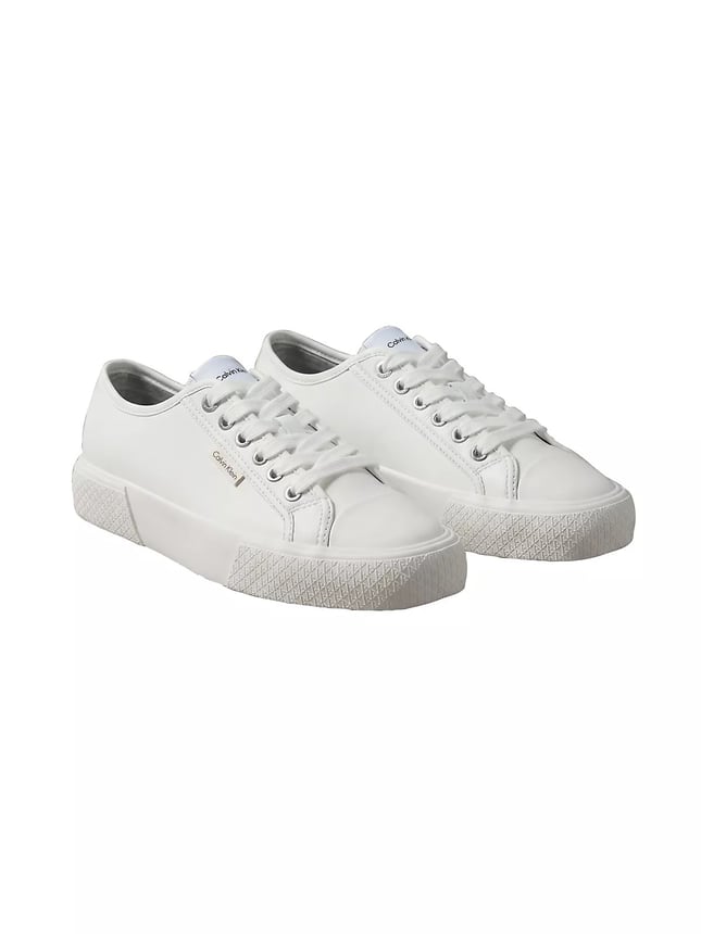 Calvin Klein Kadın Düşük Bilekli CK Logo Detaylı Hakiki Deri Beyaz Sneaker HW0HW03077-0K4