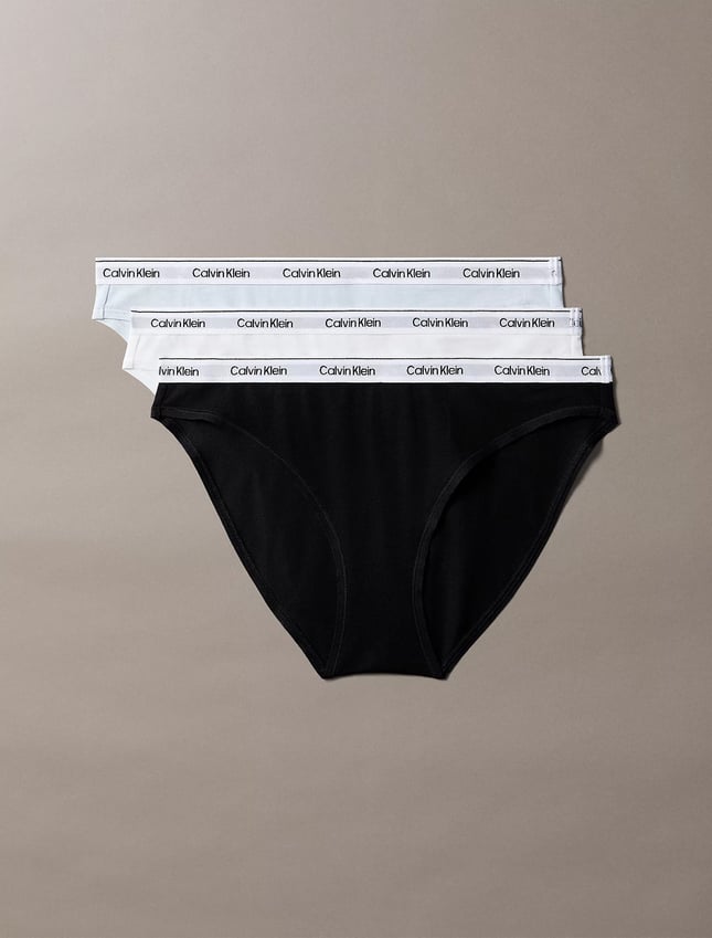 Calvin Klein Kadın Esnek Pamuklu Logo Bantlı Düşük Bel Üçlü Paket Siyah-Beyaz Külot LV00QD5207-GG2