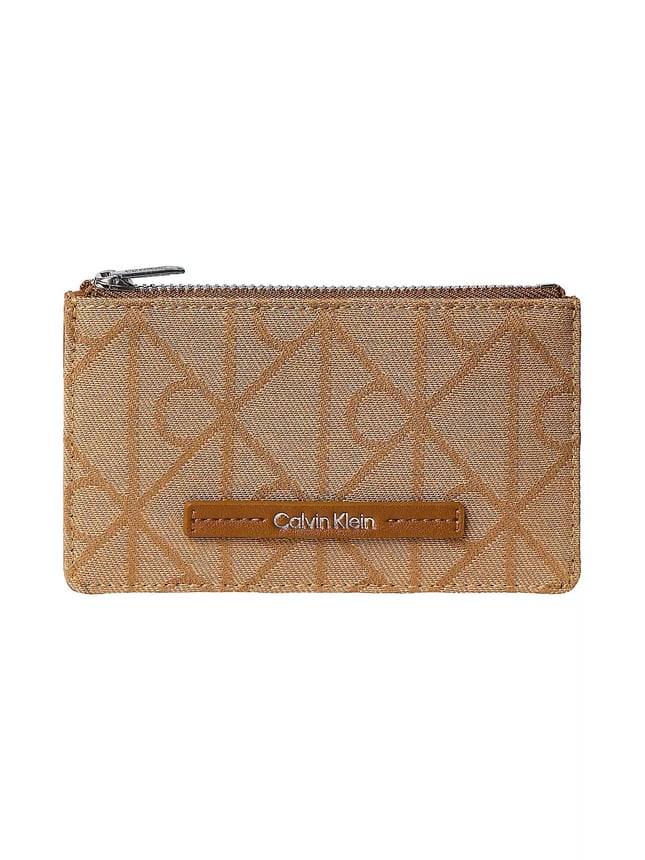 Calvin Klein Calvin Klein Kadın Fermuarlı Monogram CK Logo Desenli Kart Bölmeli Kahverengi Kartlık LV04F1162G-8DZ
