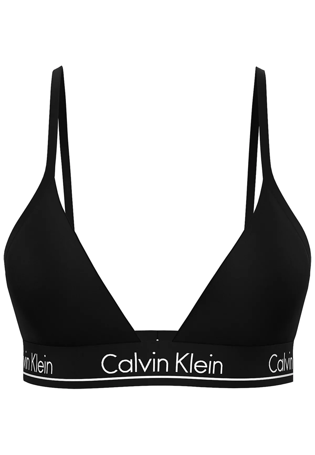 Calvin Klein Kadın İp Askılı Üçgen Gögüs Altı Calvin Yazı Desenli Süngerli Siyah Bikini Üstü LV00Q61208-UB1