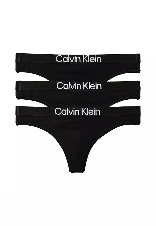 Calvin Klein Calvin Klein Kadın Logo Detaylı Elastik Bel Bantlı Pamuklu Üçlü Paket Siyah Bikini Altı LV00QD5397-UB1