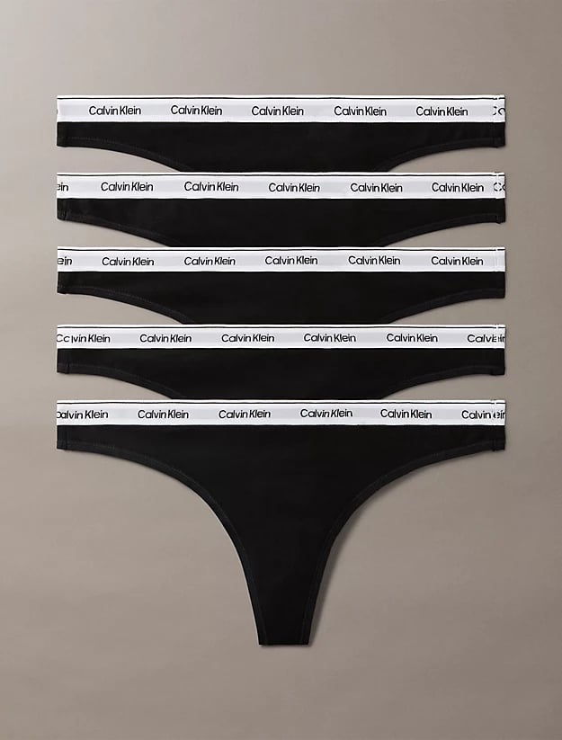 Calvin Klein Calvin Klein Kadın Logo İmzalı Elastik Bel Bantlı Pamuklu Beşli Paket Siyah Bikini Altı LV00QD5221-UB1