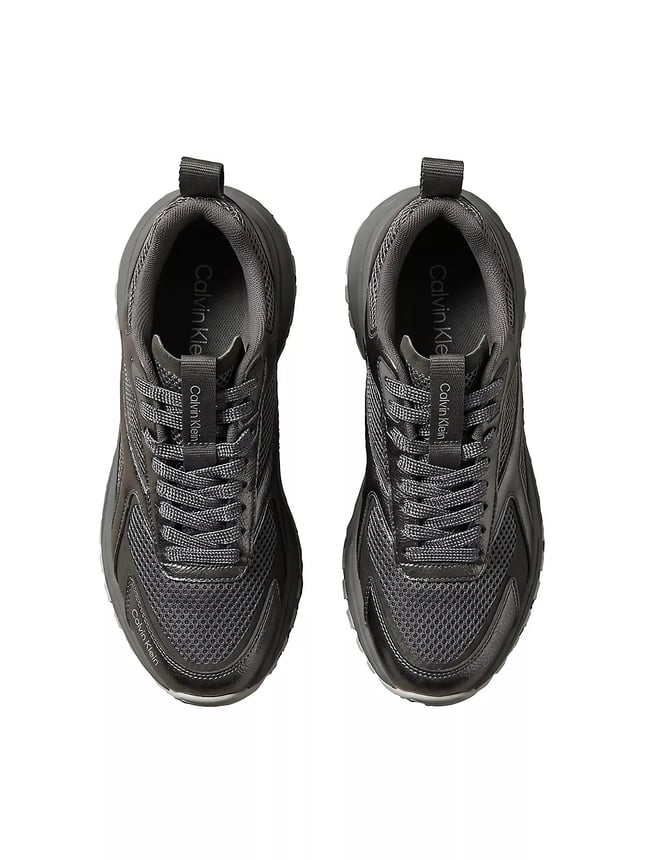 Calvin Klein Kadın Metalik Detaylı File ve Deri Karışımlı CK Şerit Logolu Gri1 Sneaker HW0HW03251-0IQ