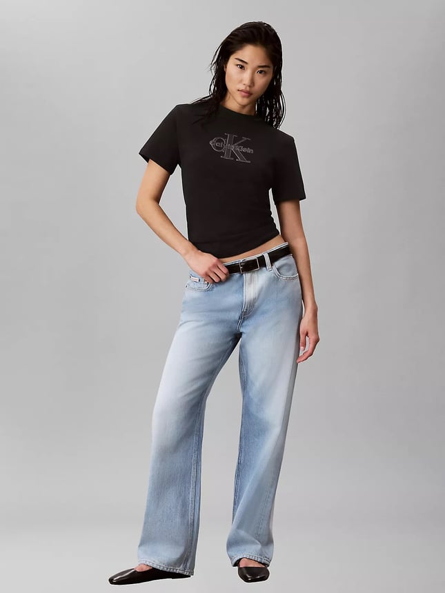 Calvin Klein Kadın Normal Kalıp CK Logo Baskılı Yuvarlak Yakalı Kısa Kollu Siyah T-Shirt LV047H800G-UB1