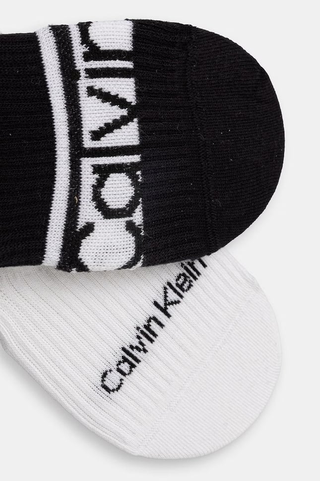 Calvin Klein Kadın Pamuklu Renk Geçişli Logo Detaylı İkili Paket Siyah Çorap C701238130-004