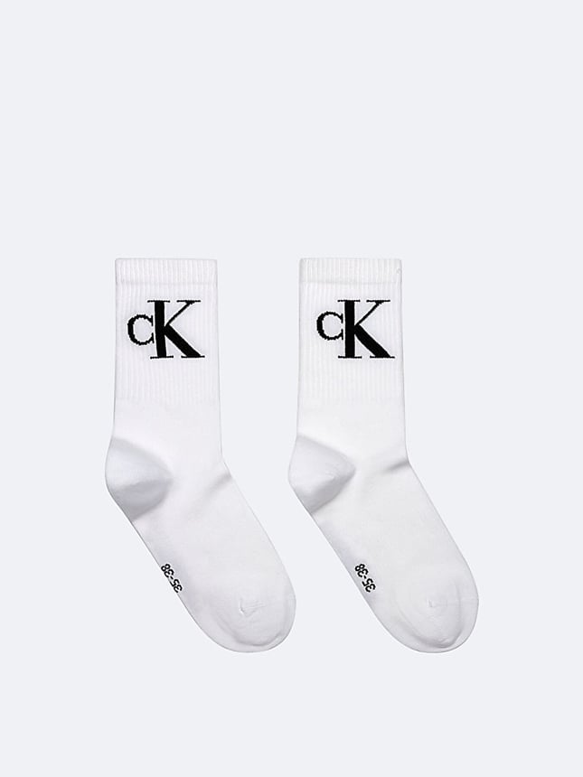 Calvin Klein Calvin Klein Kadın Pamuklu CK Logo Detaylı Uzun İkili Paket Beyaz Çorap C701228811-002