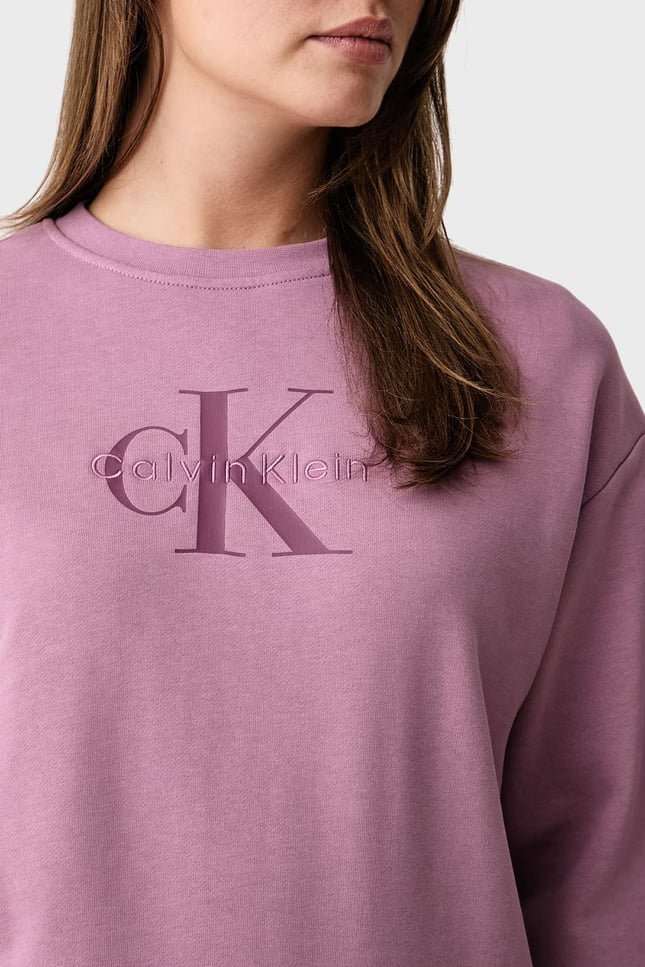Calvin Klein Kadın Pamuklu CK Logo Detaylı Uzun Kollu Lila Sweatshirt LV047B234G-VCB