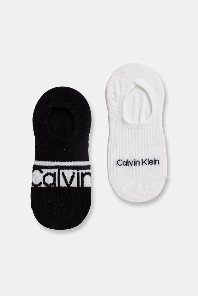 Calvin Klein Kadın Pamuklu Renk Geçişli Logo Detaylı İkili Paket Siyah Çorap C701238130-004