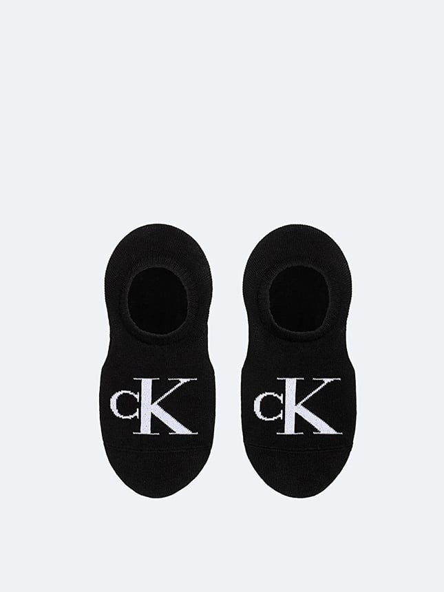 Calvin Klein Kadın Pamuklu Yumuşak Kumaş CK Logo İşlemeli İkili Paket Siyah Çorap C701228817-001