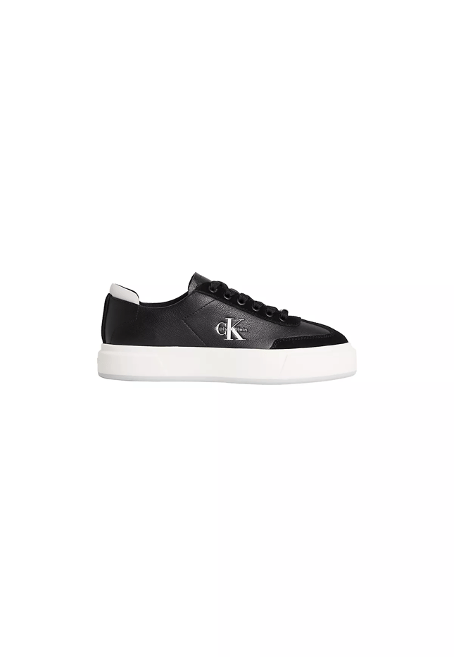 Calvin Klein Calvin Klein Kadın Platform Tabanlı Süet Detaylı CK Logo Desenli Siyah Sneaker HW0HW02984-01R