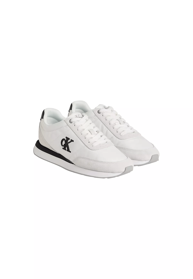 Calvin Klein Kadın Rahat Taban Bağcıklı Deri Düz Taban Beyaz Sneaker YW0YW01990-01W