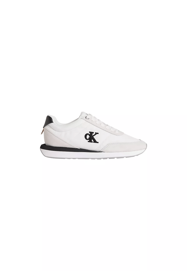 Calvin Klein Kadın Rahat Taban Bağcıklı Deri Düz Taban Beyaz Sneaker YW0YW01990-01W
