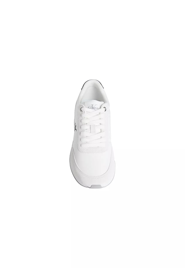 Calvin Klein Kadın Rahat Taban Bağcıklı Deri Düz Taban Beyaz Sneaker YW0YW01990-01W