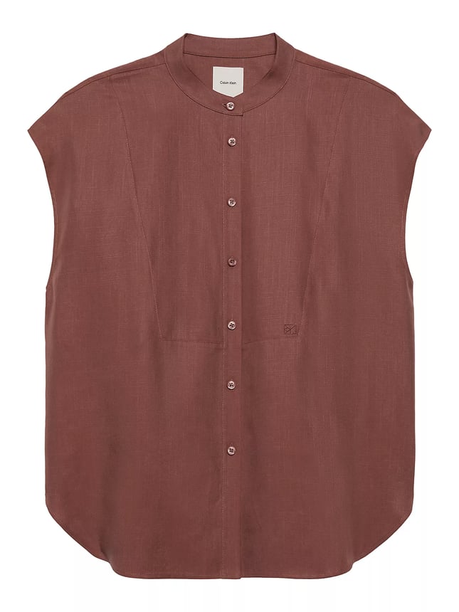 Calvin Klein Kadın Rahat Kalıp Kısa Kollu Dikiş Detaylı Bordo Gömlek LV047F109G-41J
