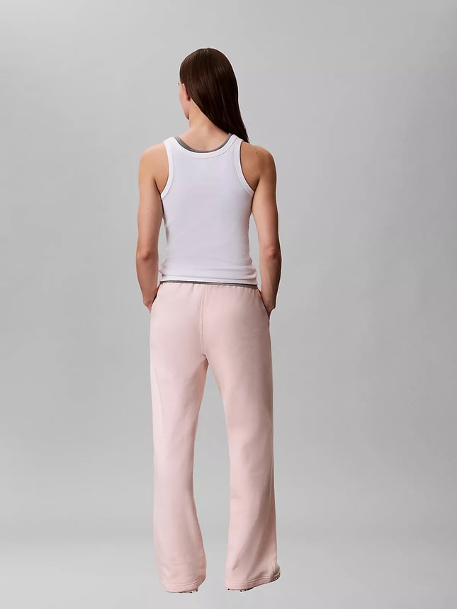 Calvin Klein Kadın Rahat Kesim CK Logo İşlemeli Geniş Paça Pembe Eşofman Altı LV047G822G-VG3