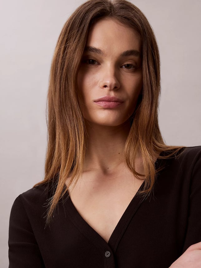 Calvin Klein Kadın Regular Fit Pamuklu Uzun Kollu Siyah Hırka LV047G207G-UB1