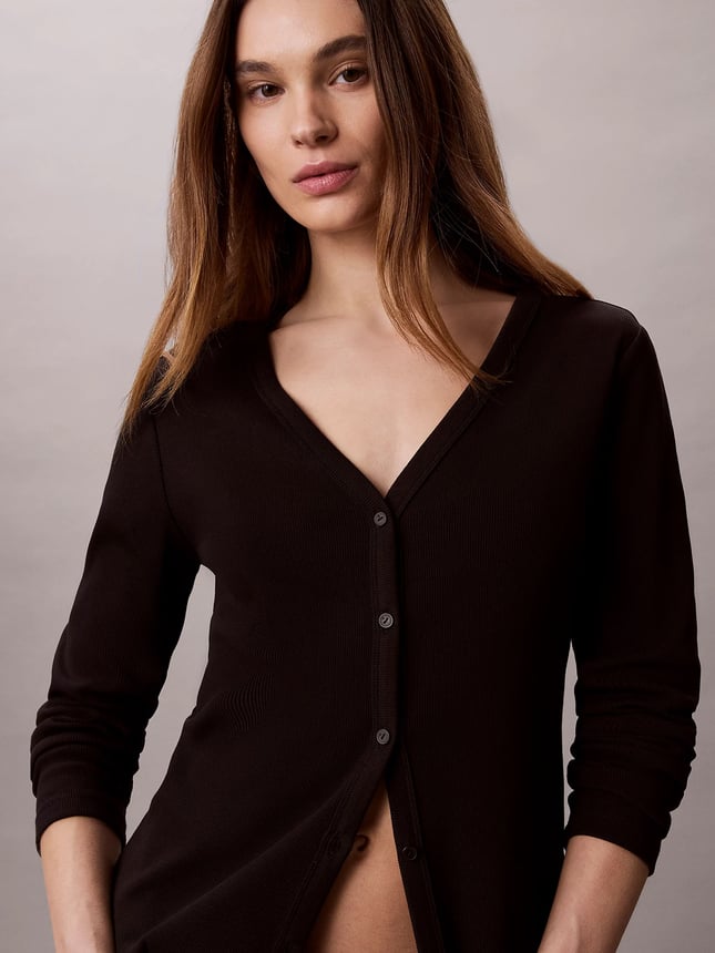 Calvin Klein Kadın Regular Fit Pamuklu Uzun Kollu Siyah Hırka LV047G207G-UB1