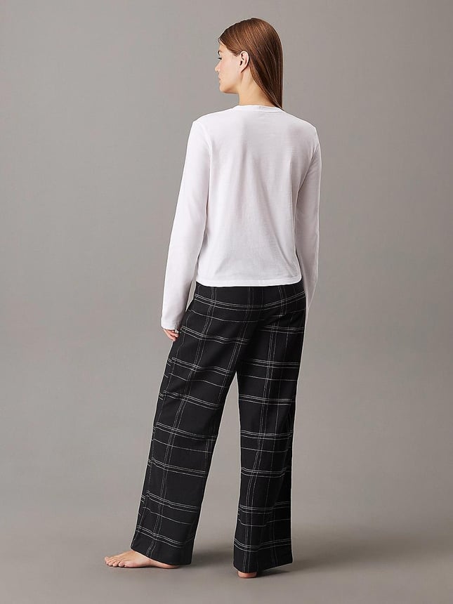 Calvin Klein Kadın Yüksek Bel Relaxed Fit Çizgili Geniş Paça Siyah Spor Eşofman Takımı 000QS7420E-SN1