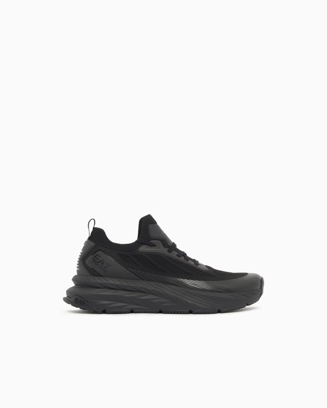 EA7 Ea7 Erkek Bağcıklı Rahat Taban Logo Detaylı Deri Günlük Siyah1 Sneaker 7X000343 AF18639-MC513