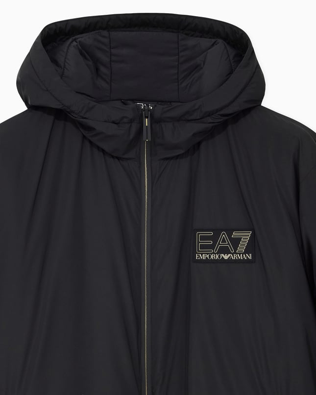 Ea7 Erkek Logo Detaylı Kapüşonlu Uzun Kollu Siyah Ceket 7M002102 AF25750-UC001