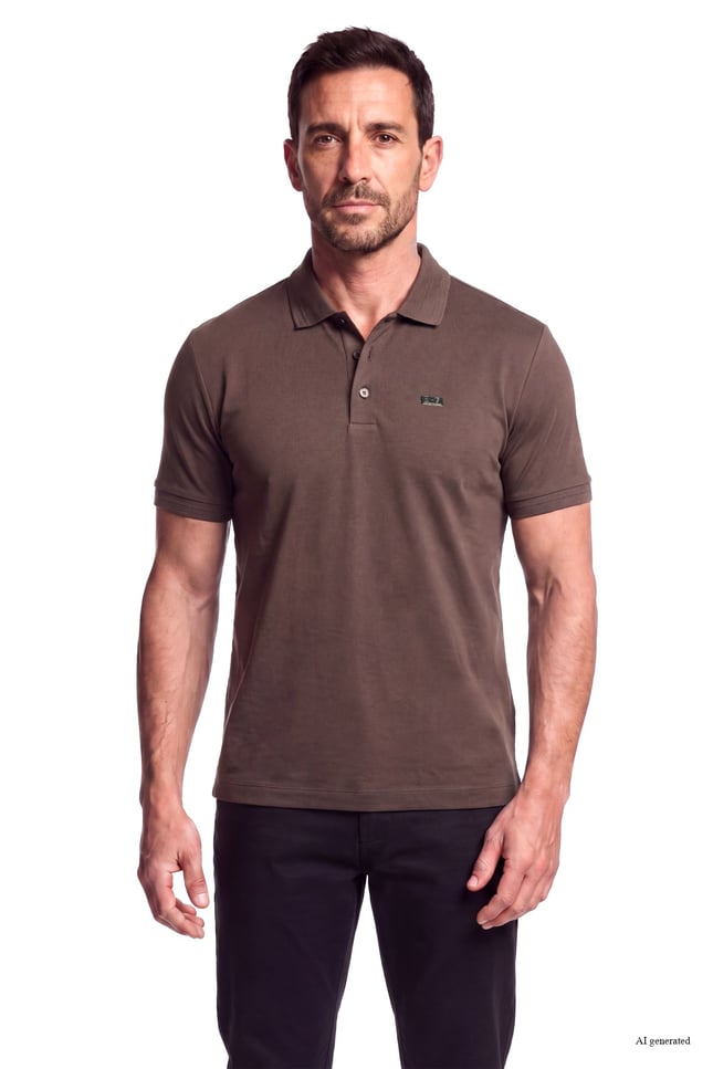 Ea7 Erkek Normal Kalıp Plaka Logo Detaylı Kısa Kollu Kahverengi Polo Yaka T-Shirt 7M002097 AF13862-U6027