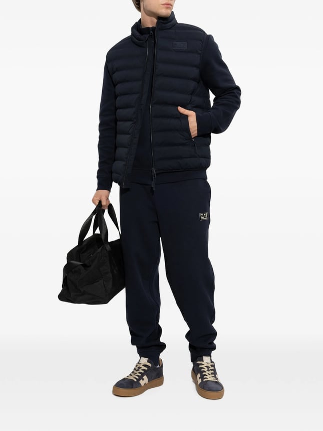 Ea7 Erkek Pamuklu Regular Fit Kapitoneli Kapüşonlu Fermuarlı Lacivert Yelek 7M002381 AF15953-UB102
