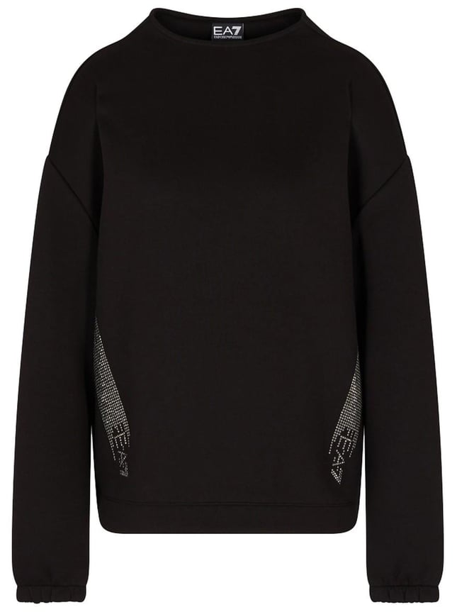 EA7 Ea7 Kadın Regular Fit Dik Yaka Uzun Kollu Siyah Sweatshirt 7W000524 AF13151-UC001